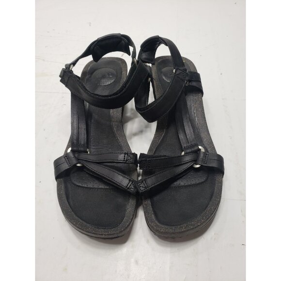 Teva Ysidro Universal Women’s Black Leather Strappy Wedge Heel Sandal Size 10 - Picture 1 of 8